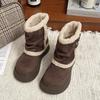 [Fanfna] Snow boots women's 2025 winter new thick-soled piled thickened warm retro lamb wool cotton shoes