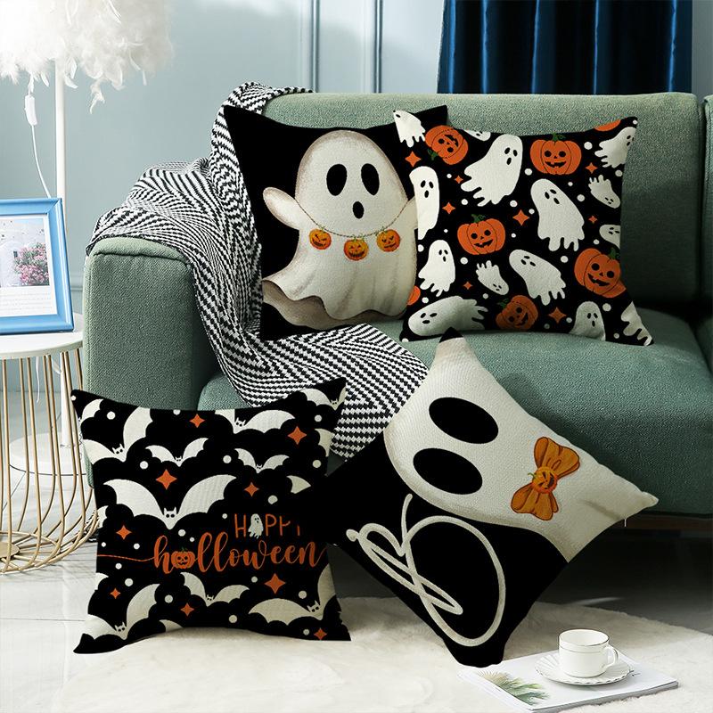 Halloween Pillow Covers 45x45cm Creative Pumpkin Ghost Print Couch Sofa Cushion Cover Home Decor Pillowcase 4pcs