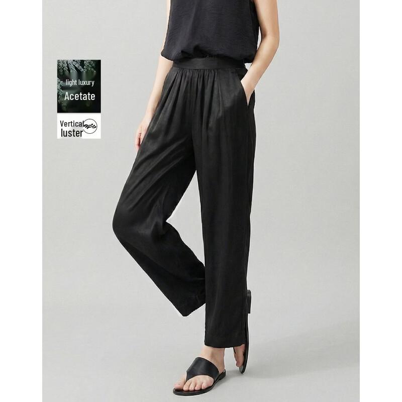 Demana Women s 100% Acetate Pleated Tapered Cropped Pants S