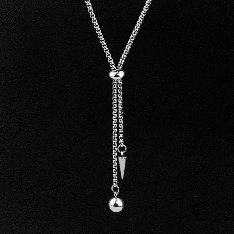 Meteor Stainless Steel Round Bead Rivet Necklace