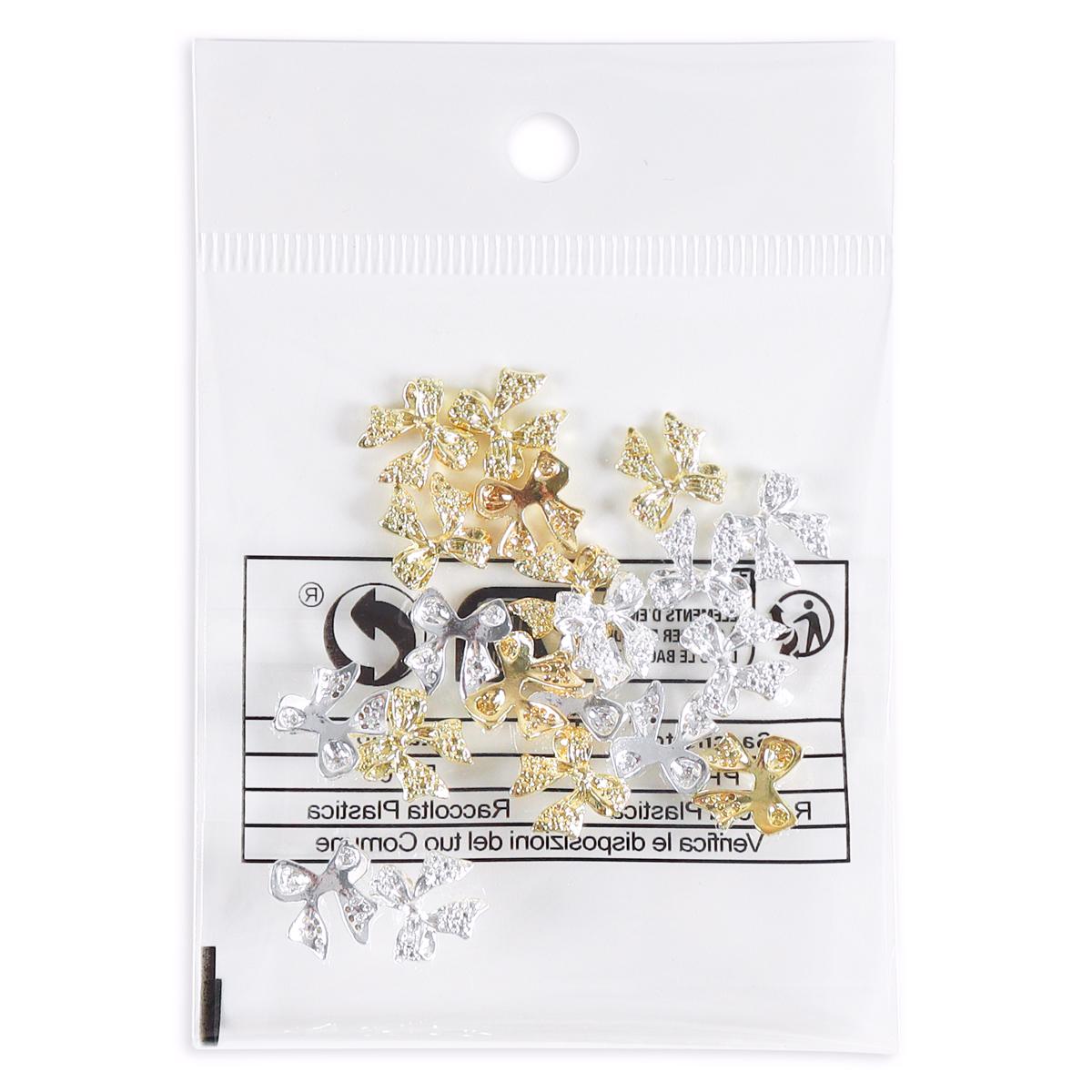 

20 шт. блестящие серебристые металлические ленточные банты 3D подвески для ногтей стильные роскошные аксессуары для дизайна ногтей для самостоятельного маникюра принадлежности детали