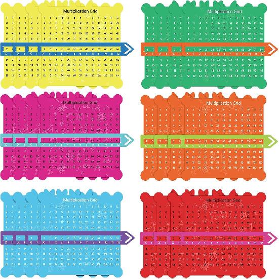 24 Pcs Multiplication Chart for Kids Times Table Chart Educational Posters Multiplication Poster Grids Slide and Learn Educational Table with Viewer