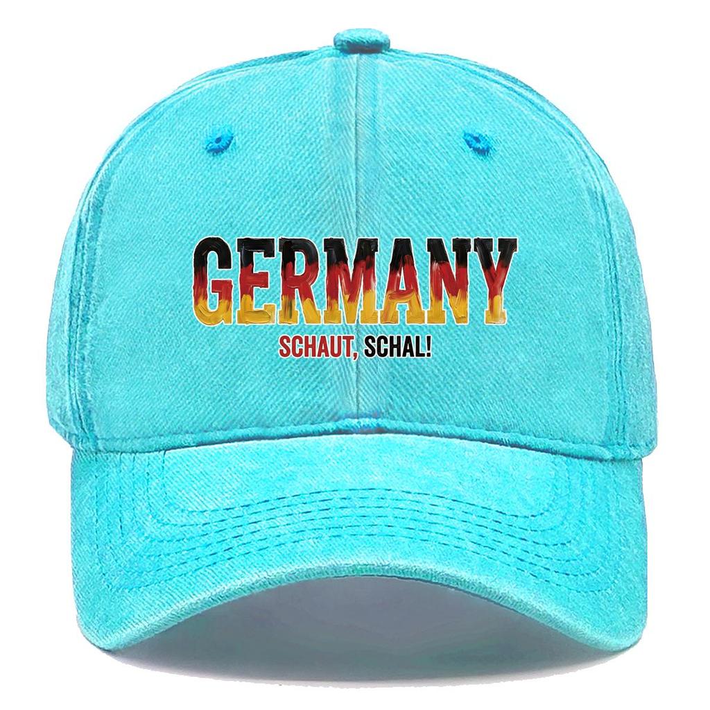 Baseball Hat With "GERMANY" "SCHAUT, SCHAL" Flag Printed , Adjustable Sun Hat Sporting Fashion Raw Brim Cozy Dad Hat