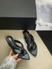 2025 New Summer Pink Pointed Toe Mid Heel Cool Slippers Slope Heel Flip Flops Wear Pinch Sandals