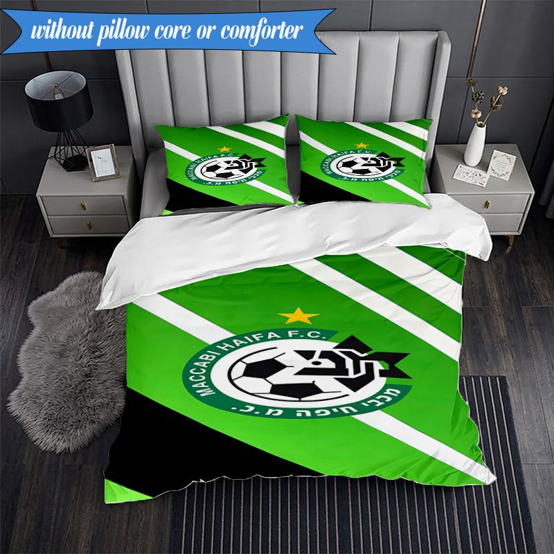 3PCS Maccabi Football Club Printed Soft Bedding Set,Including 1pc Duvet Cover And 2pcs Pillowcases Perfect for Bedroom, Dormitory, Fan gift