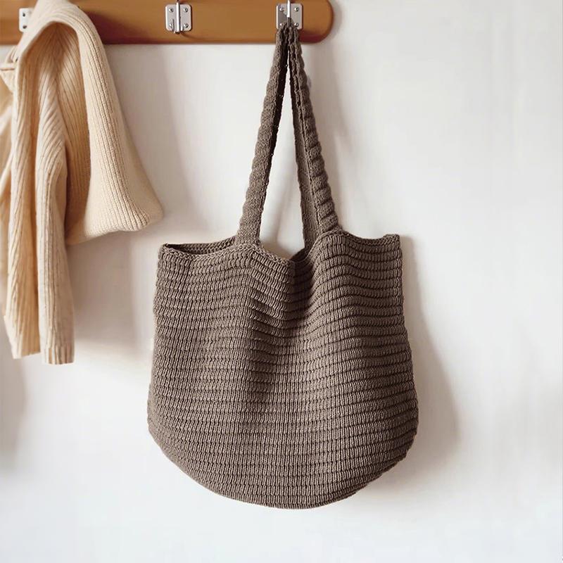 Fashi Causal Soft Knitted Solid Color Women's Shoulder Bag Large Capacity Female Underarm Bag For Commute Outings