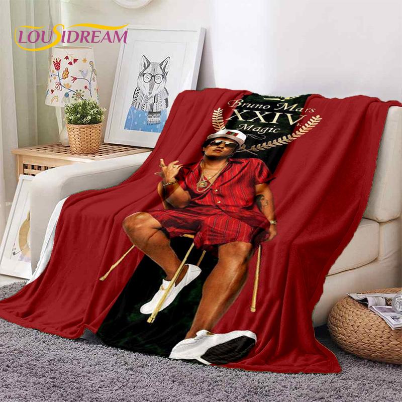 Bruno Mars 3D Singer Star Soft Flannel Blankets,Throw Blanket Comfortable Blanket for Picnic Beds Home Bedroom Cover Kids Gift