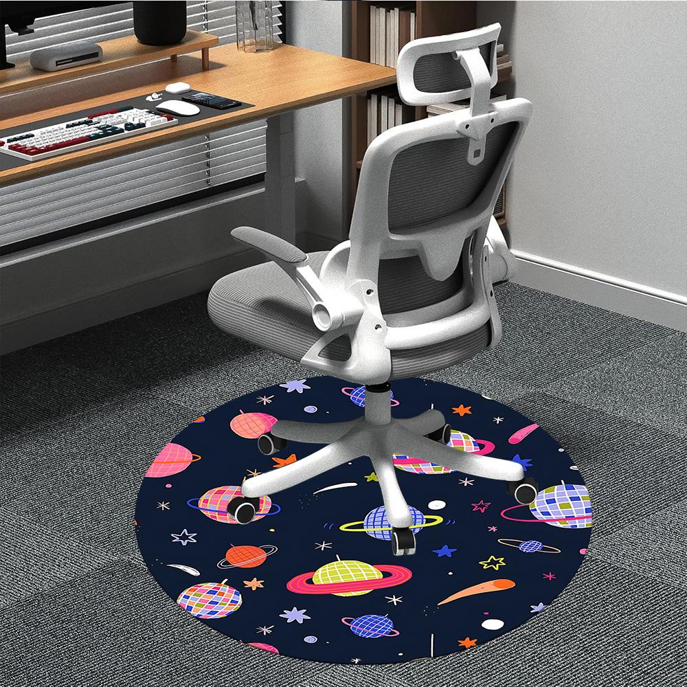 1PC Space Disco Office Round Area Rug, Mat Suitable For Office, Under Office Chairs Bedroom Living Room Home Decor, Room Deco