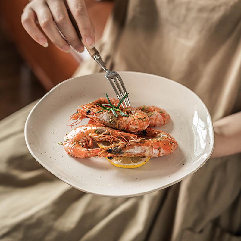 Special-Shaped Plate, Sesame Glaze Plate, Japanese Ceramic Plate, Large Plate, Design Sense, Dinner Plate, Household Vegetable Plate, Salad Plate.