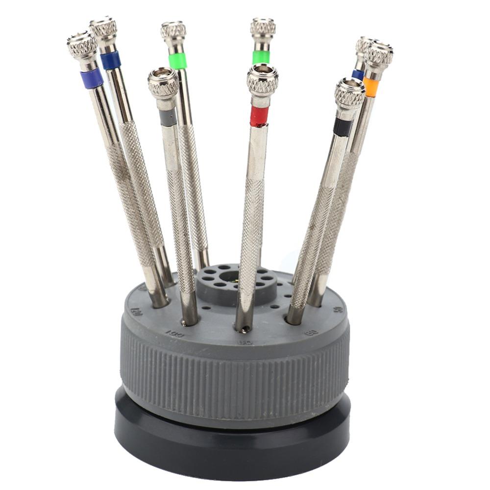 9pcs Spare Heads Precision Screwdriver Kit Round Base Flat Slotted Screwdriver Professional Repair