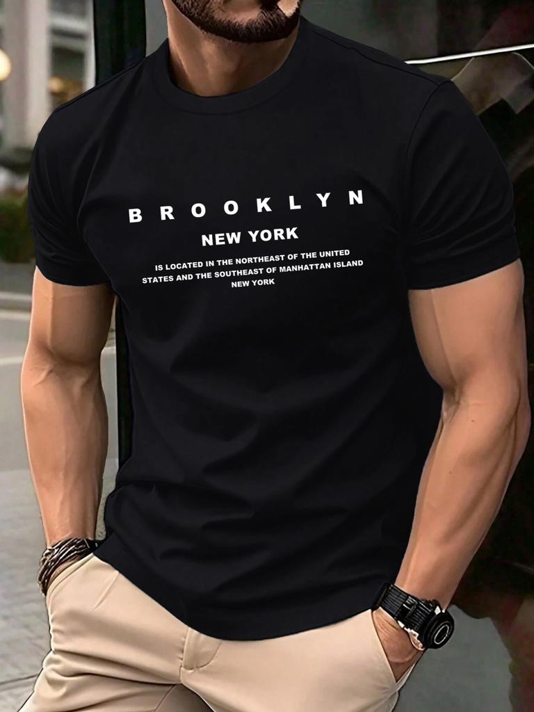Brooklyn New York Letter Print Men T Shirts Summer Retro Hip Hop Short Sleeve Cotton Fashion Loose Clothes Unisex ONeck TShirt