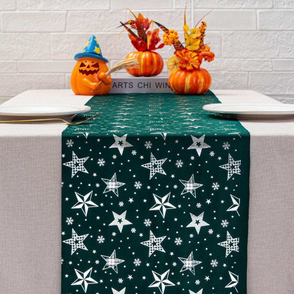 Polyester Christmas Tablecloth Snowflake Printed Table Cover Holiday Style Table Runner  Home Decor