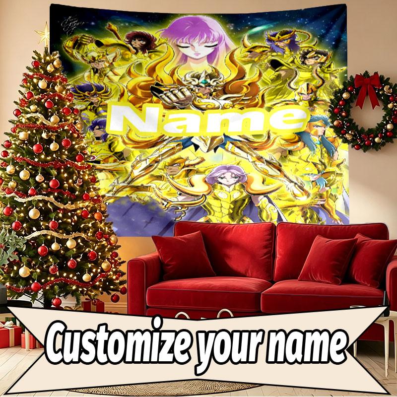 Custom Name Personalized Saint Seiya Print Tapestry, Wall Art Decor, Bedroom, Dorm, Apartment, LivingRoom, Party Backdrop, Gift for Birthday