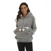 Felpa con cappuccio da donna, grande, con marsupio, autunno inverno, casual, per cani e gatti