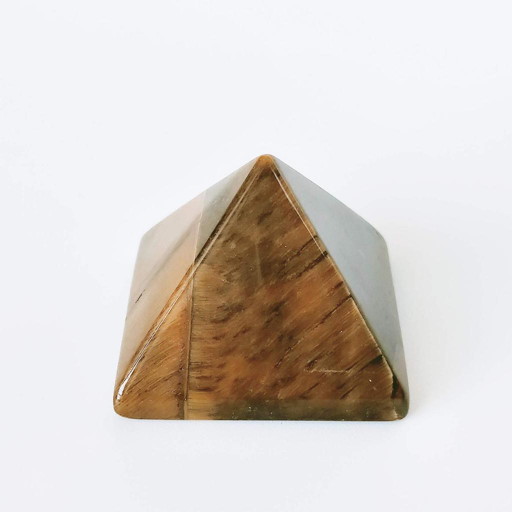Mina Heal Healing Crystal Pyramid, Natural Tiger Eye Chakra Healing Stone, 1.5 inches