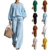 Women's Color Crewneck Long Sleeve Loose Fit Sleeve Two-Piece Set