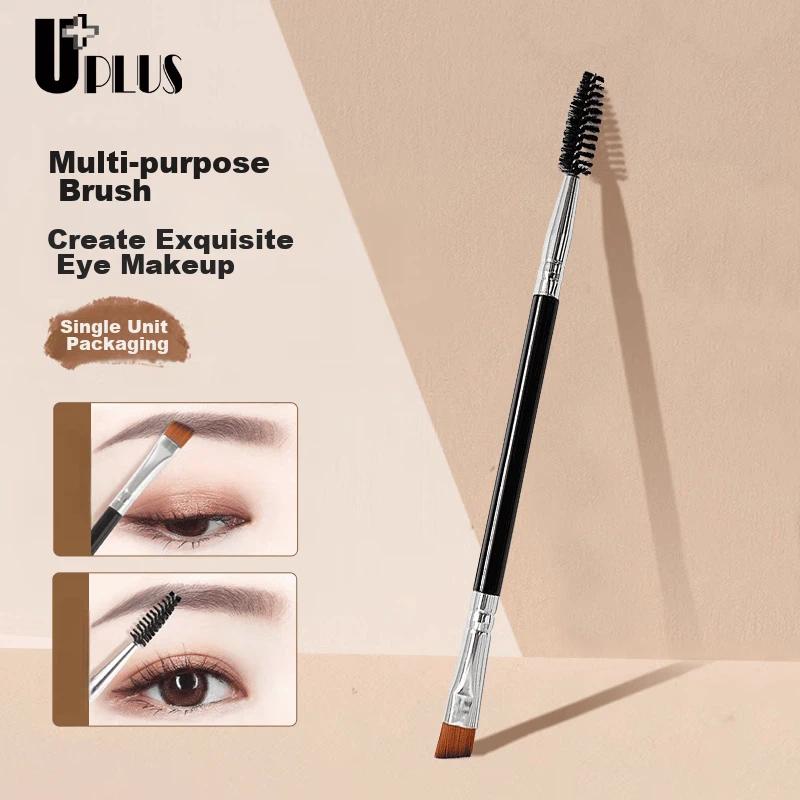 UPLUS Multifunctional Dual-Ended Eyebrow and Lash Makeup Brush, Angled Spiral Brush, 1 pack
