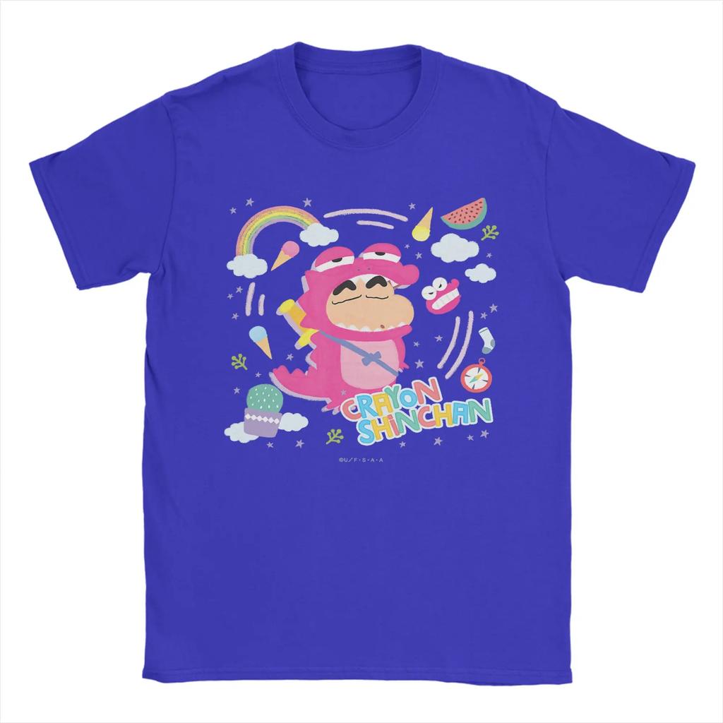 Kawaii Crayon Shinchan Blushing Tshirts Unisex Round Neck Short Sleeve Top Tee Cotton Summer Clothing
