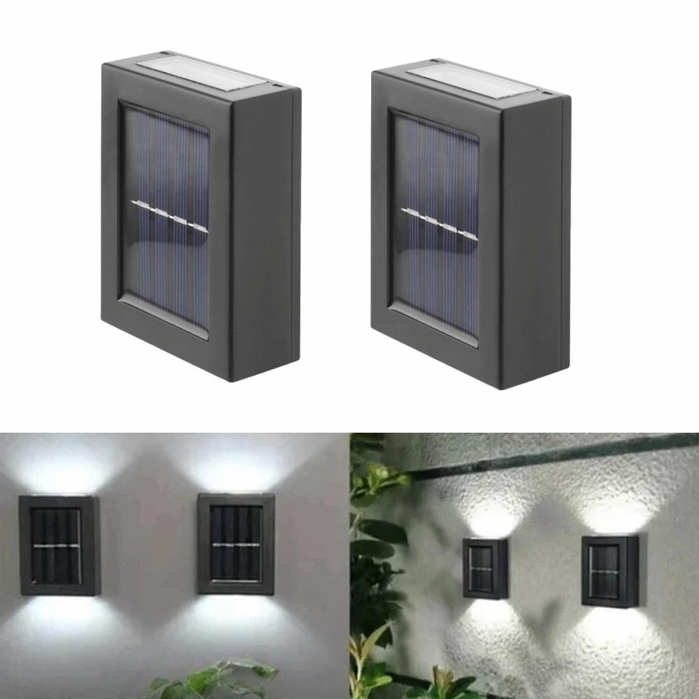 2Pcs Waterproof Solar Wall Light Solar Powered Decorative Light Solar Garden Light Up Down Lighting LED Solar Light Home Balcony