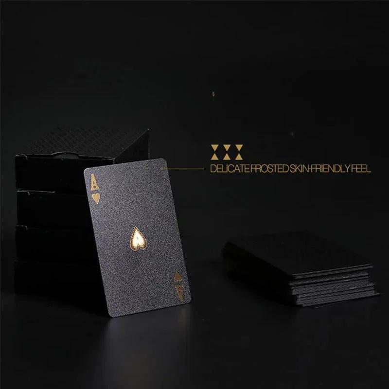 New 54 Black and Gold Plastic Playing Cards Waterproof Card Gift Collection Aluminum Foil Poker Set Practical Party Gifts