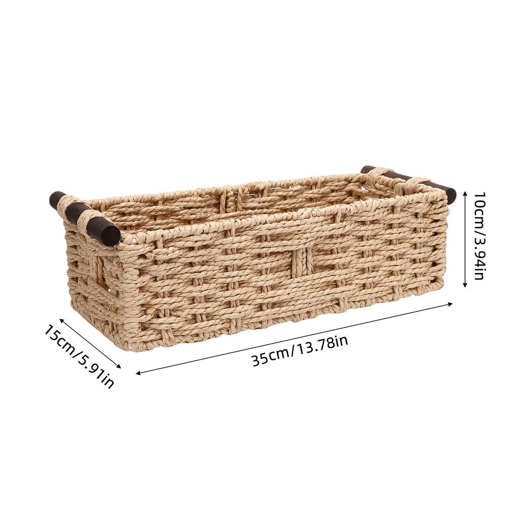 Toilet Paper Storage Basket Handwoven Paper Rope Decorative Storage Bin 35x15x10cm for Bathroom Livingroom Shelves Countertop