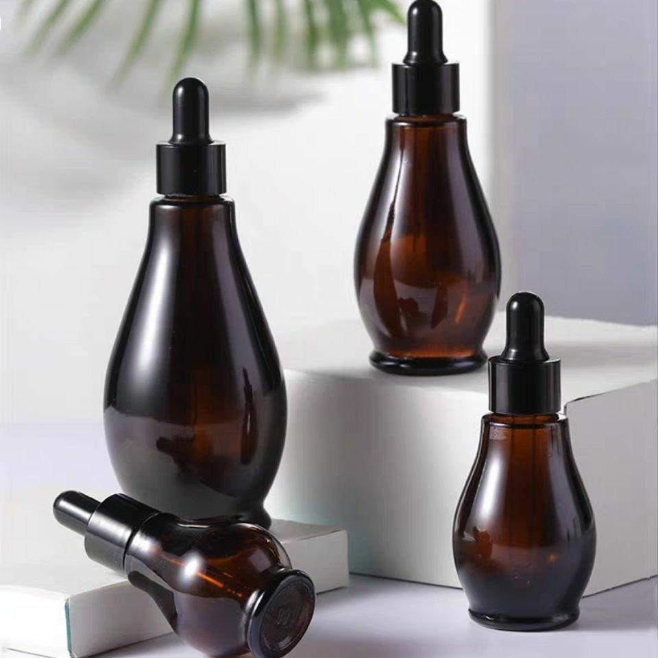 

Amber Glass Serum Dispensing Bottle - Portable Essential Oil Cosmetic Bottle for Beauty Salon. 10ml with Black Rubber Dropper