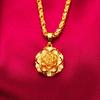 24K Gold Plated Four-Leaf and Small Fish Necklace - Elegant Sand Gold Finish