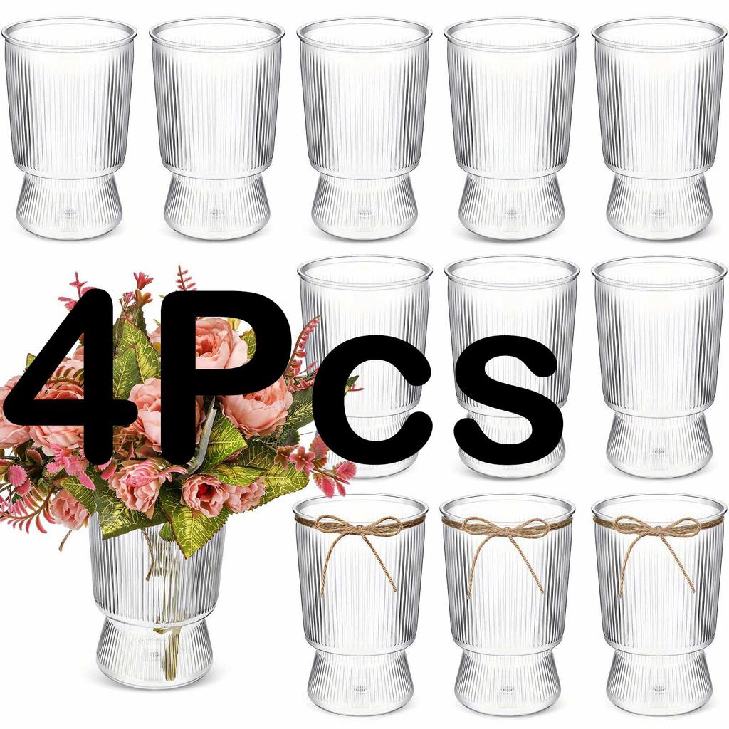 High Quality Trophy Style Plastic Vase Transparent Vase, Suitable For Table Decoration, Wedding, Home, Table Decoration