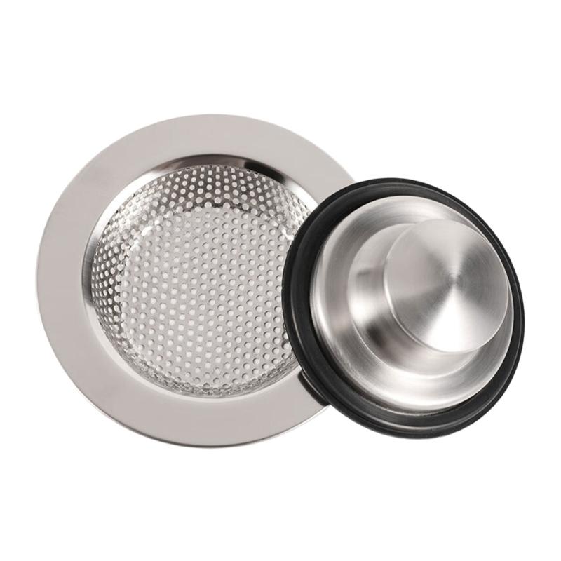 

Rustless Steel Sink Basket And Drain Stopper Set Efficient Kitchen Filter For Food Scraps Prevention срібний