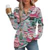 Women's Fashion Casual V-neck Pleated Christmas Long Sleeve Top
