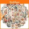 Retro Floral Mirror Stickers 50pcs Waterproof Diy Decorations For Guitar Notebook And Luggage Adhesive And Stylish