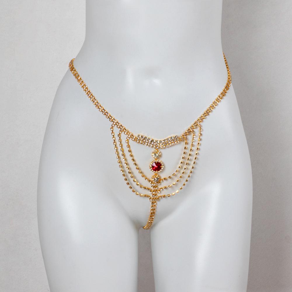 Ruby Rhinestone Bikini Body Chain - Sexy Nightclub Jewelry