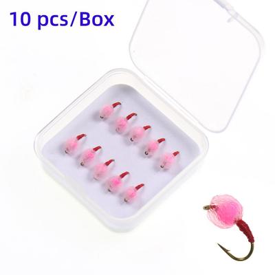 5pcs 10 Pcs/box Translucent Tungsten Bead Core Hard Egg Fly Glo Bug Fly Fishing Flies Lures Size 12#