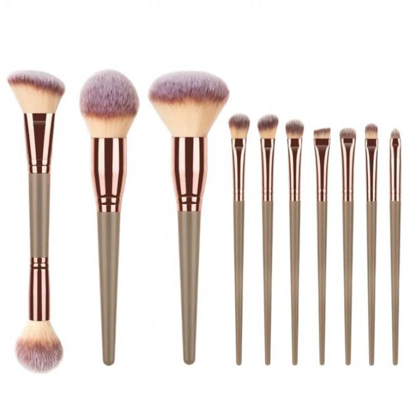 10pcs Makeup Brush Set Soft Bristle Foundation Blush Eyeshadow Concealer Brow Brushes Portable Beauty Tools