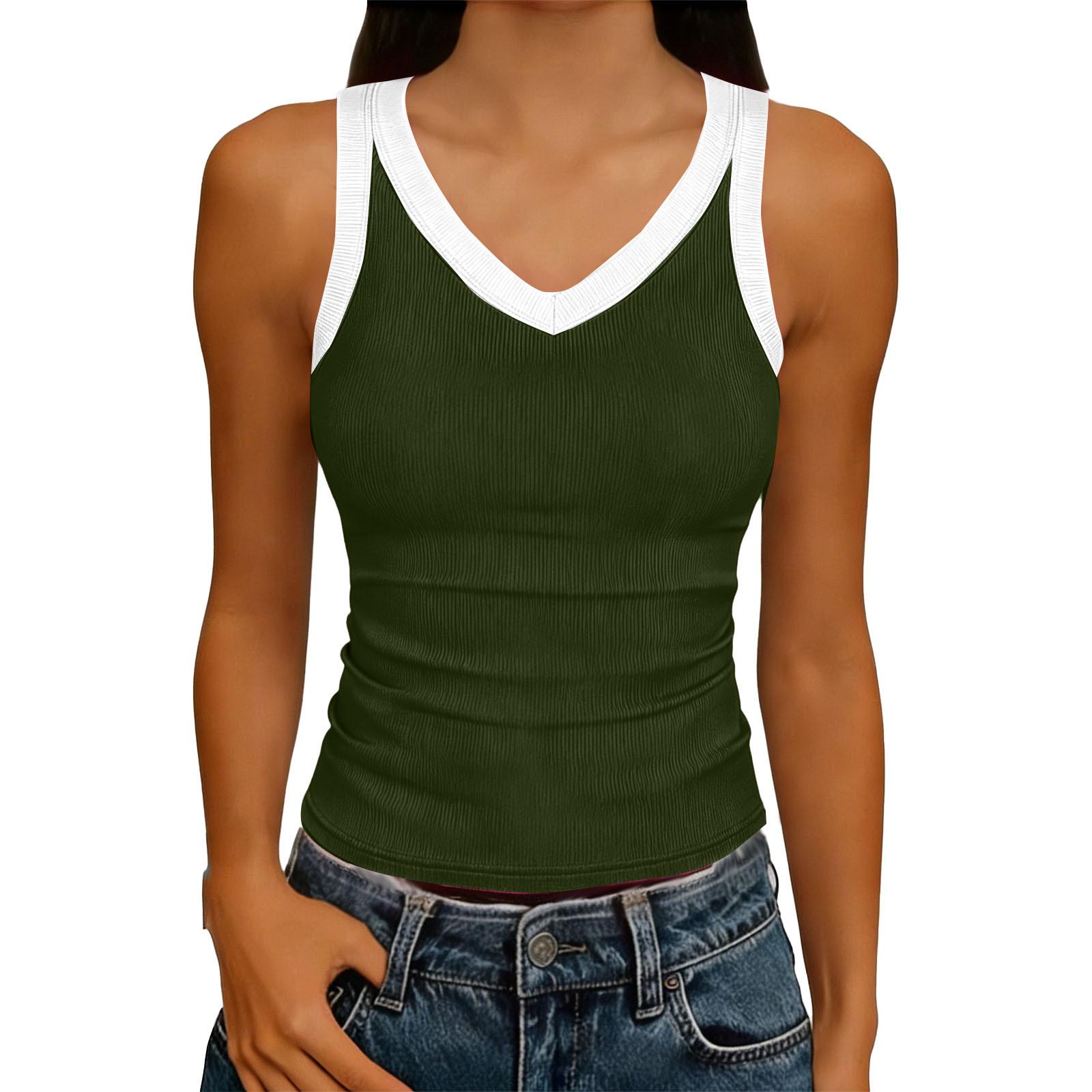 Women s Casual Fashion V-Neck Sleeveless Knit Tank Top S