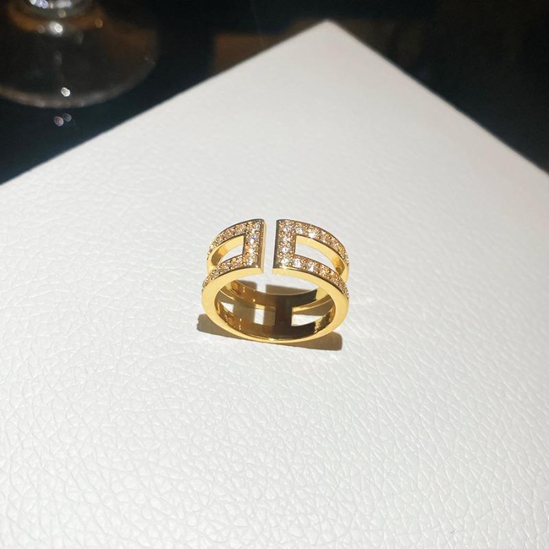 Korean Sweet and Cool Wind Zircon Star Opening Ring Niche High-end Index Finger Ring Light Luxury Personality Temperament Ring Woman