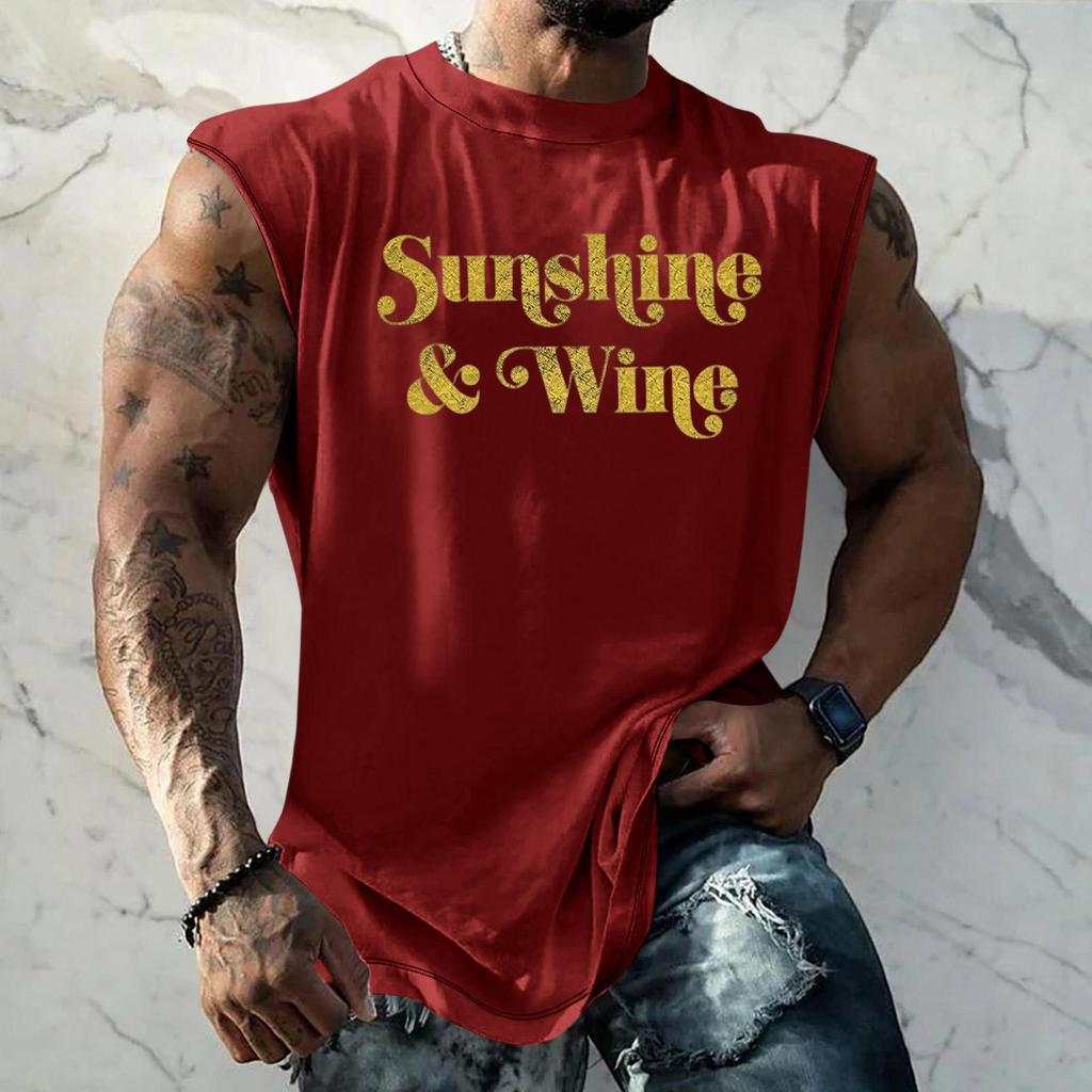 Top fără mâneci pentru bărbați Textură vintage Croială largă Respirabil Vară Sport Stradă Casual Uzură zilnică Tricou pentru mușchi