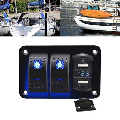 Handige Combinatie CaravansSchakelaarspaneel Schakelaars Schakelaars Lichtschakelaar LED Indicator Dubbele USB-laders met Brandwerend Ontwerp