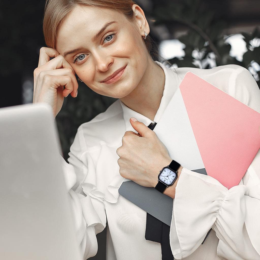 Skórzany zegarek na rękę dla mężczyzn i antyczny rzymski alfabet analogowy kwadratowy i prezent dla niego lub dla niej kobiety, wyświetlacz, kształt, wodoodporny, zegarek męski damski,