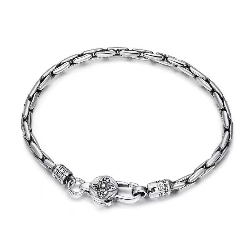 Silver-plated retro old-fashioned handmade snake bone bracelet, men's and women's versatile ethnic style, now trendy couple personality
