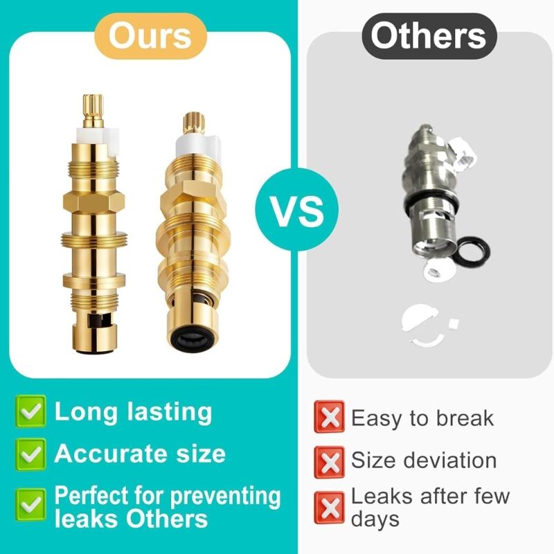 2Pcs Metal Faucet Cartridge Ceramic Disc Valves Cartridge for 910-030 Bathroom Shower Valves Faucet Cartridge Enduring