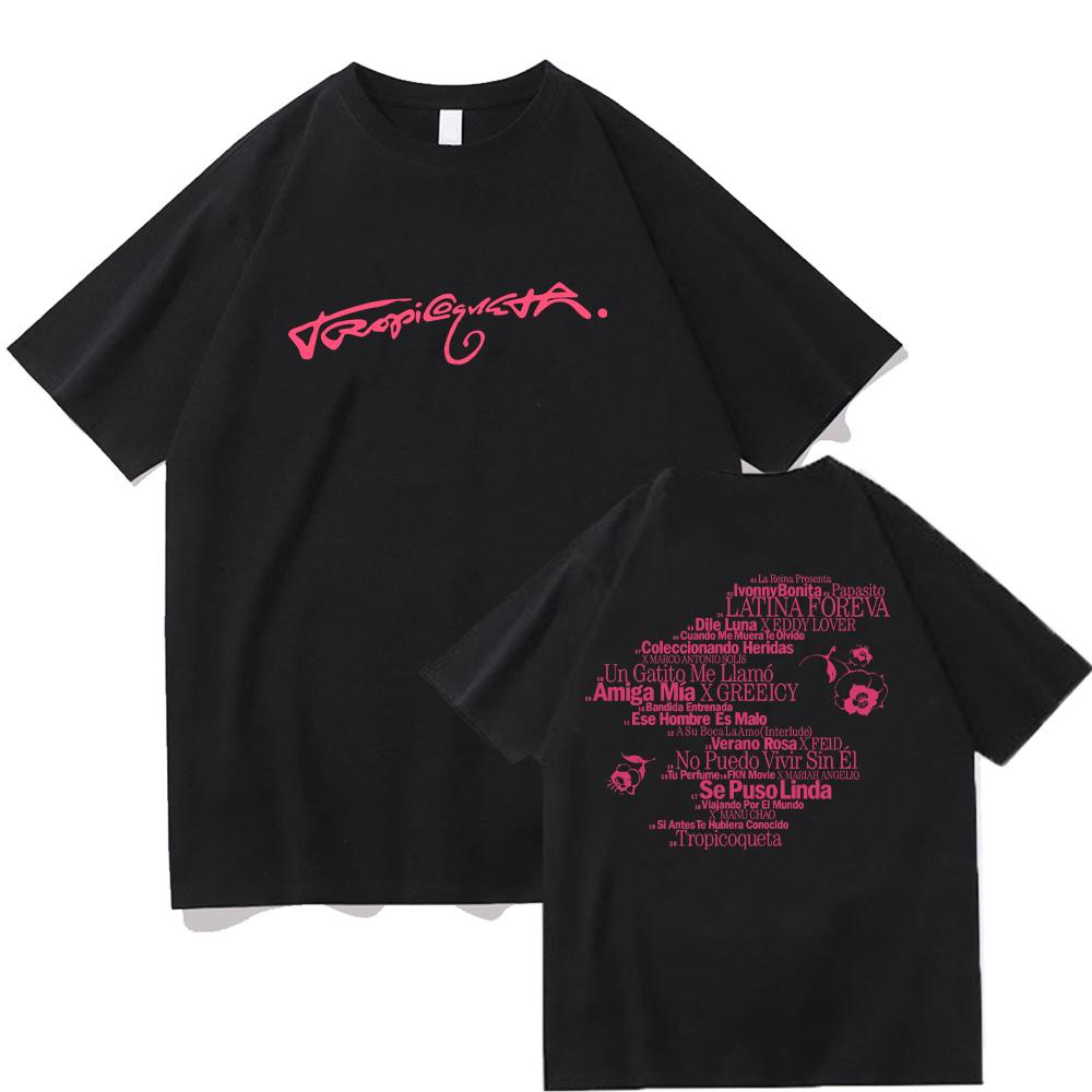 Karol G Tropicoqueta Tracklist Tee Vintage Karol G Cotton T-shirts Men Women's Hip Hop Gothic Short Sleeve T-shirts Clothing Y2K