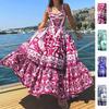 2026 Damen Ärmelloses Wickelkleid mit Falten in der Taille und Rüschensaum, Maxikleid, Blumendruck