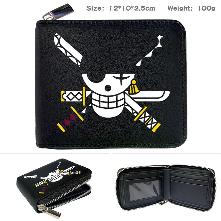One Piece Anime Reißverschluss PU Geldbörse Luffy Aufdruck Kurzes Münzfach Kartenhalter