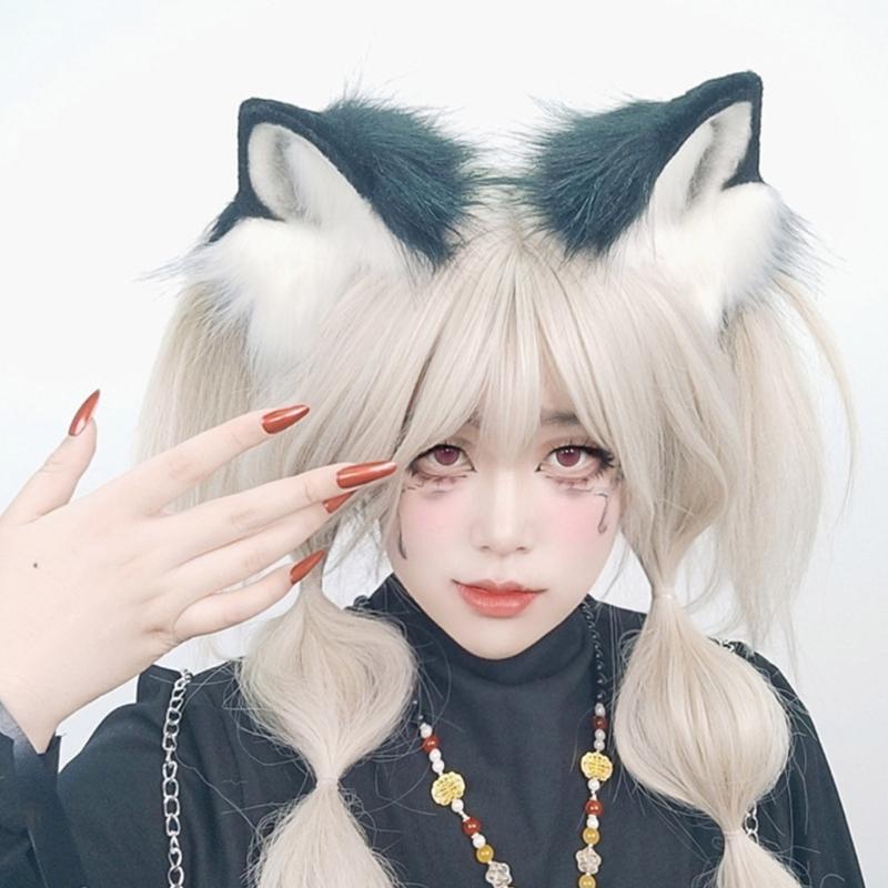 Handgefertigtes Kunstfell Katzenohren Stirnband Animie Kopfschmuck für Damen und Teenager Cosplay Kostüm Party Verkleidungs Accessoires