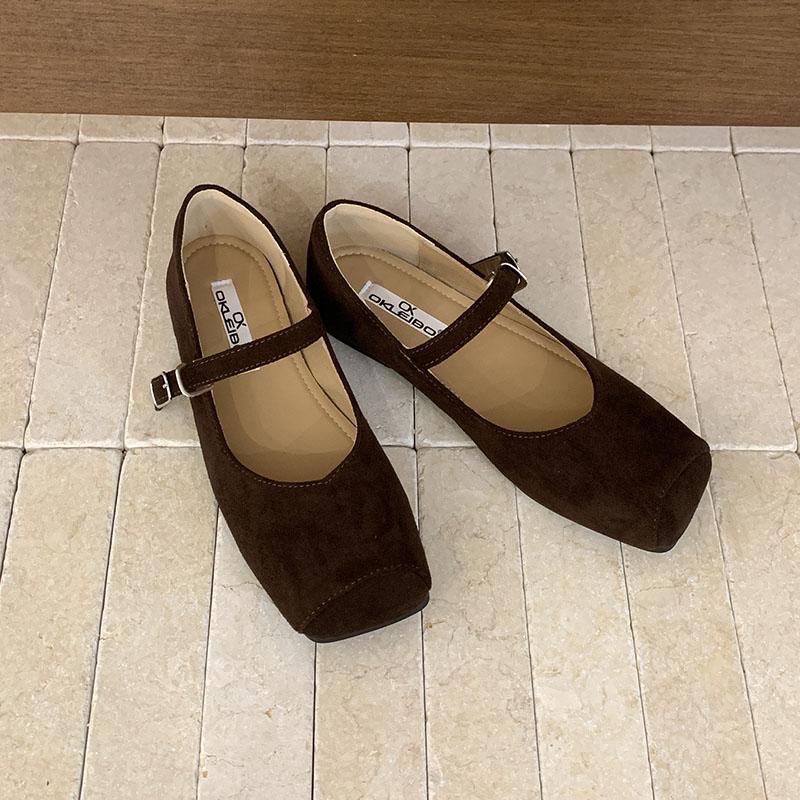 Fashion Fashion Buckle Strap Ladies Mary Janes Flats Shoes Soft Casual Female Shallow Footwear Square Toe Women Flats With Shoes