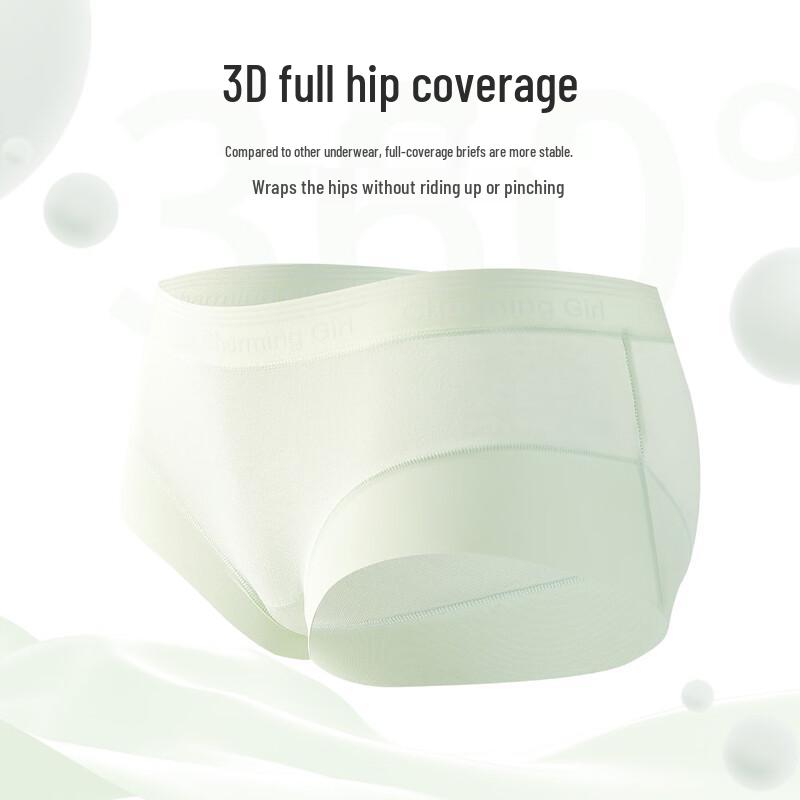 Yiershuang Women's 7A Antibacterial Cotton Mid-High Waist Briefs (3-Pack)