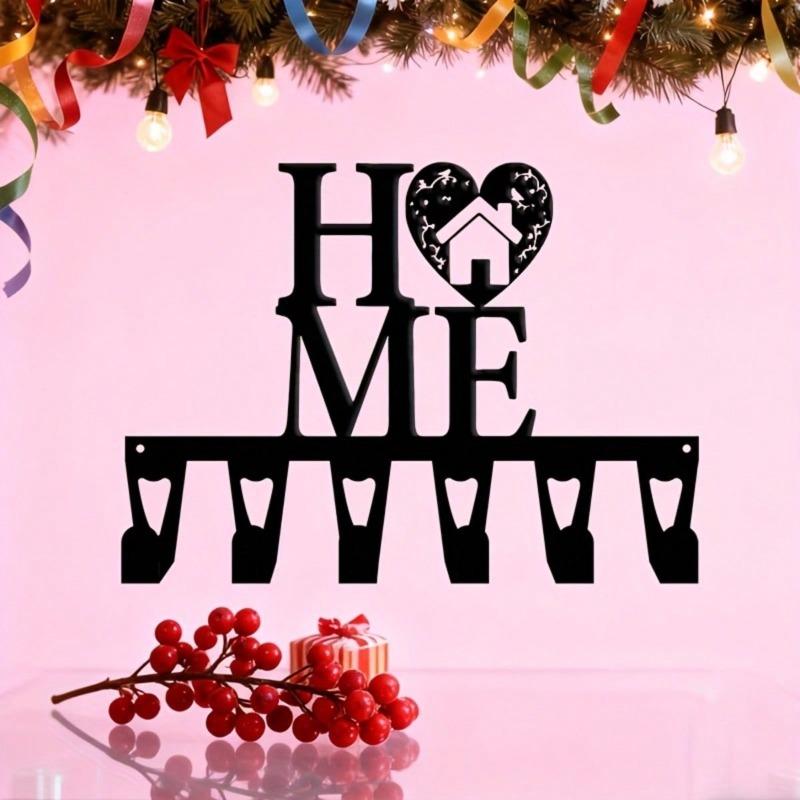 Vintage Wall Mounted Key Holder with Dog Design, 6 Hooks for Entryway and Bedroom, Hand Forged Iron Home Decor