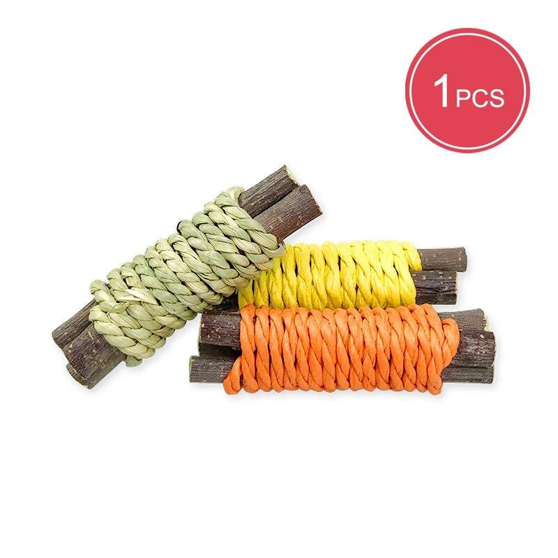 

1PC/3PCS Small Pet Rabbit Hamster Cat Boredom Toy Dutch Pig Teething Products Straw Woven Natural Apple Branches