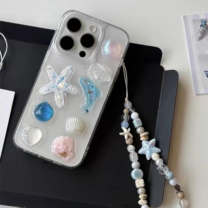 Pearl Shell Mobile Phone Case For Iphone17 Starfish Apple 16Promax Dolphin 14 Love Transparent 13 Women